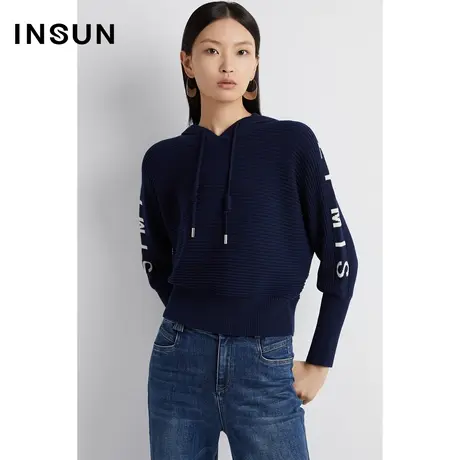 INSUN恩裳奥莱秋季减龄连帽毛织衫卫衣图片
