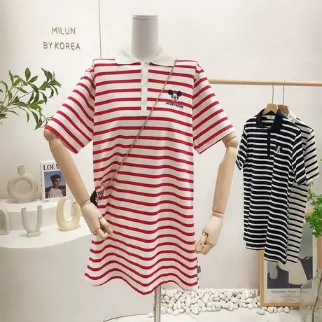 2022夏季新款韩国东大门学院风减龄休闲polo领连衣裙宽松设计感女图片