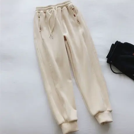 加绒裤子女秋冬外穿宽松小个子显瘦直筒高腰休闲哈伦运动裤潮ins商品大图