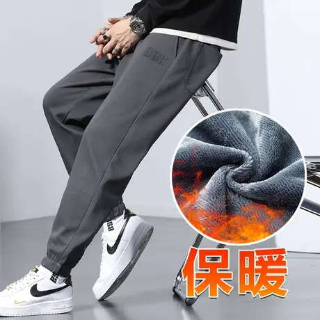 冬天保暖抗寒加绒裤秋冬款男士加厚加棉外穿防风休闲裤子冬季卫裤图片