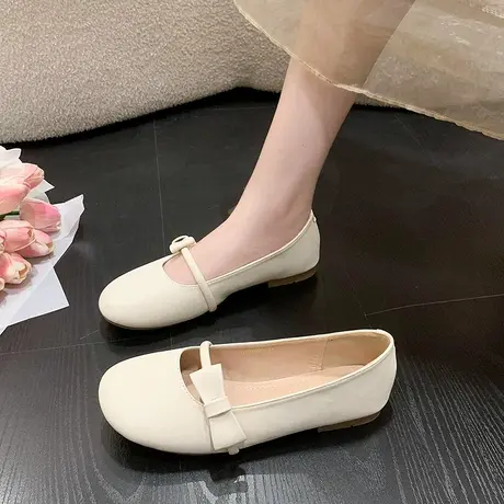 仙女鞋温柔单鞋女夏季2024新款平底百搭配裙子晚晚鞋一脚蹬豆豆鞋商品大图