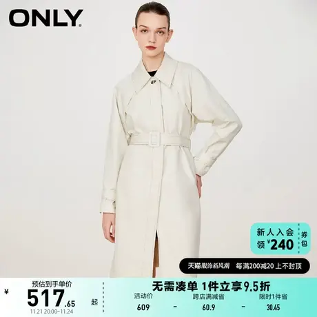 ONLY奥莱2023新款时尚休闲保暖翻领中长款风衣外套女商品大图
