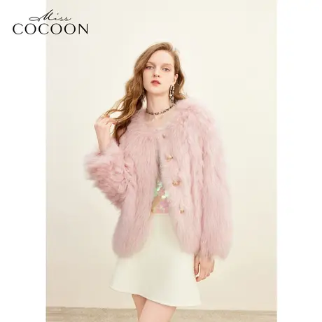 missCOCOON千金玛德琳狐狸毛皮皮草2023冬装新款女装绵羊皮革皮草商品大图