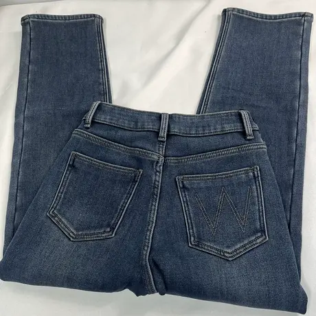 享永子【提臀不松垮】藏肉满分秋冬加厚加绒四面弹刺绣法棍牛仔裤商品大图