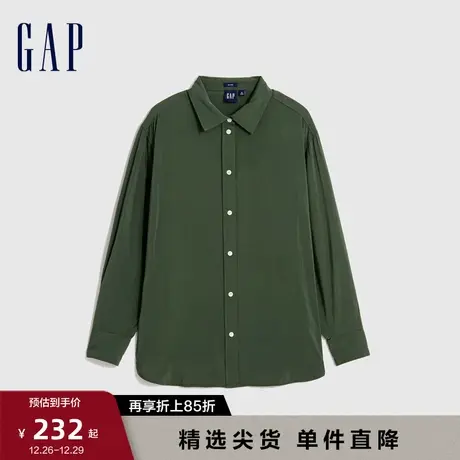 Gap女装早春通勤翻领宽松廓形抽绳长袖衬衫高级休闲上衣792327图片
