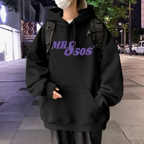 纯棉连帽卫衣男秋冬季美式高街情侣帽衫宽松上衣ins潮牌大码外套商品大图