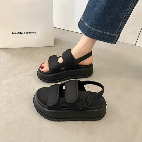 魔术贴厚底罗马凉鞋女2024夏季新款百搭外穿松糕底增高网红凉鞋商品大图