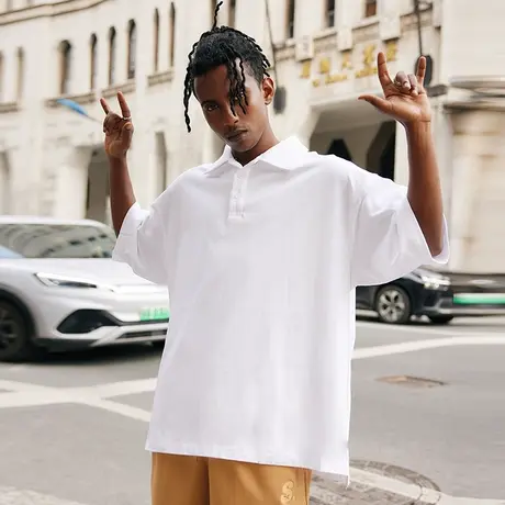 Nuthink加肥加大纯色polo衫男 简约风基础款宽松短袖夏季大码半袖商品大图