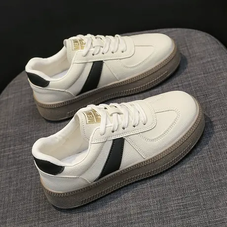 爆款鞋子女厚底德训鞋2024春秋新款小白鞋复古帆布鞋运动休闲板鞋图片