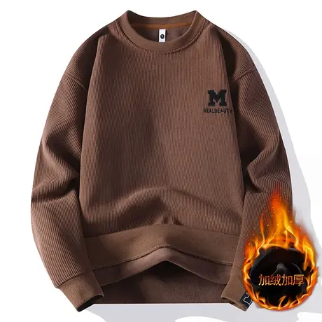 高档奥粒绒男士卫衣双面绒长袖T恤打底衫加绒加厚男装冬装上衣服商品大图