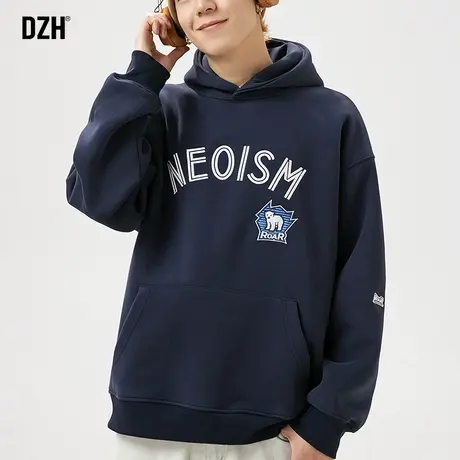 男生刺绣连帽卫衣男潮牌宽松2024新款春季美式高街上衣休闲打底衫商品大图