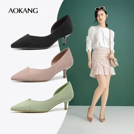 【粉丝专享】奥康女鞋 复古百搭英伦风单鞋秋夏季凉鞋女新款拖鞋商品大图