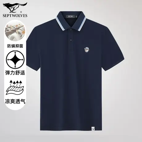七匹狼狼族生活2024夏季新品男士短袖POLO衫商务休闲有型翻领T恤图片