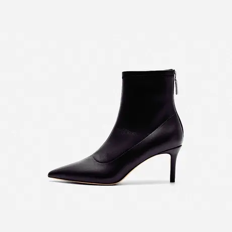 Nine West/玖熙2023年冬季新款短靴女尖头细跟法式气质弹力瘦瘦靴商品大图