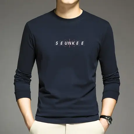 重磅纯棉长袖t恤男卫衣加绒加厚圆领打底衫摇粒绒全棉内搭秋衣服商品大图