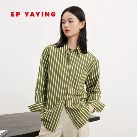 EP YAYING雅莹女装 纯棉摩登通勤条纹衬衫 2023秋冬新款2109A图片