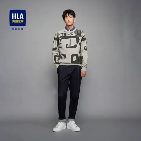 【加绒】HLA/海澜之家2023假两件针织衫包芯纱修身保暖毛衣男图片
