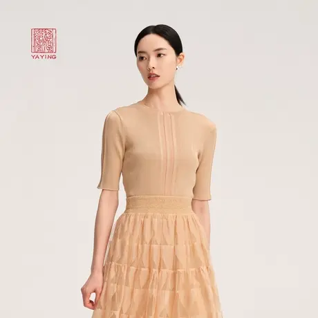 EP雅莹高端系列 桑蚕丝肌理感短袖内搭针织衫 商场同款9907A商品大图