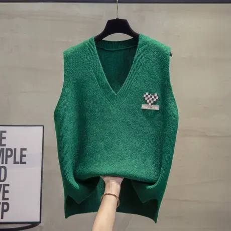 v领针织马甲背心女2023秋装新款宽松马夹外穿上衣外搭毛衣坎肩潮图片