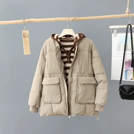 2023年冬装新品立领纯色面包棉服女韩版宽松加厚外套棉衣休闲棉袄商品大图