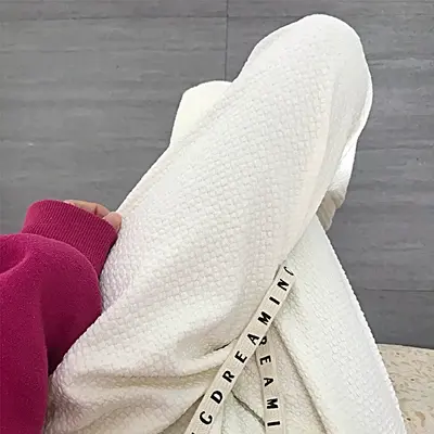 抽绳阔腿裤女春季薄款设计感泡芙裤高腰垂感直筒裤泡泡裤休闲拖地图片