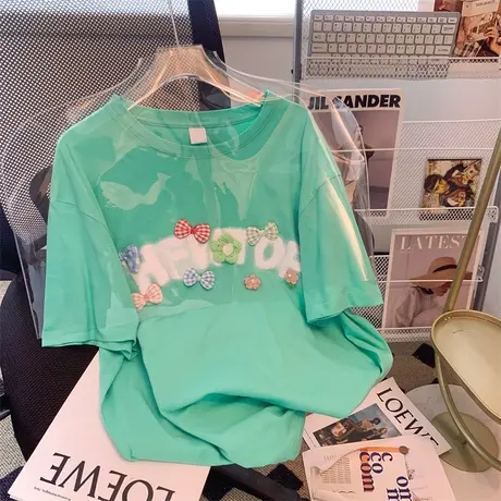 纯棉日系小清新设计感小众短袖t恤女ins潮牌夏季宽松chic港味上衣图片