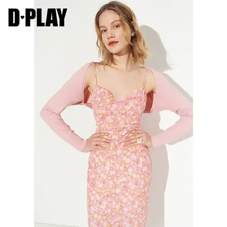 DPLAY德帕拉2022夏新气质法式超短针织外套樱花粉空调披肩图片