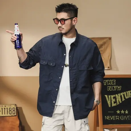 Modi Nick/摩帝尼克时尚潮流百搭男士工装衬衣宽松休闲潮流衬衫商品大图