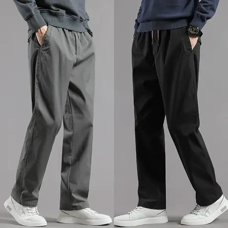 裤子男春秋纯棉休闲裤宽松直筒工装裤男士春秋款运动长裤大码男裤商品大图