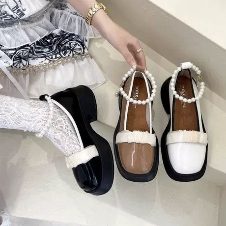 复古英伦风小皮鞋女夏季薄款2023新款配裙子玛丽珍日系jk法式单鞋商品大图