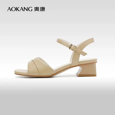 【门店发货】奥康女鞋夏季新款一字带中跟舒适时尚凉鞋女潮图片