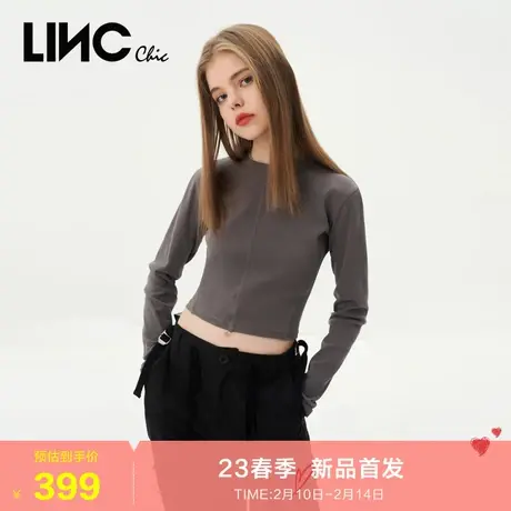 LINC金羽杰2023年夏秋季新款简约修身机能感长袖T恤女S231FK109Y商品大图