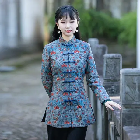 筠雅唐装棉服女中国风中式棉袄女款冬季加厚过年妈妈改良旗袍上衣商品大图