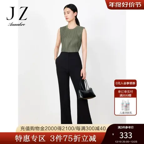 玖姿安娜蔻职业通勤OL风休闲西裤女2023夏季新小众开衩裤子黑色商品大图