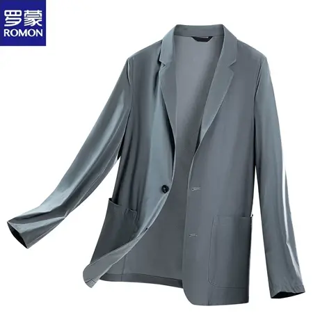罗蒙夏季冰丝防晒衣小西服男士时尚商务休闲抗皱薄款纯色单件西装图片