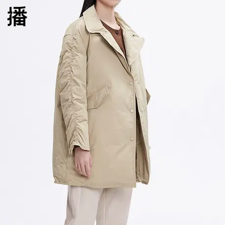 播2022秋冬新款品牌女装外套白鸭绒纯色翻领高级羽绒服DDP4RD4948商品大图