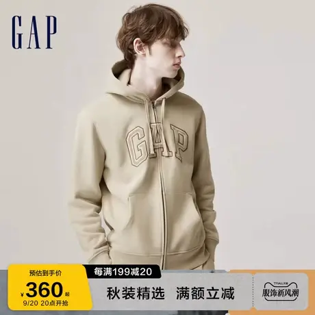 Gap男女装秋冬2023新款LOGO碳素软磨抓绒卫衣816853时尚连帽衫图片