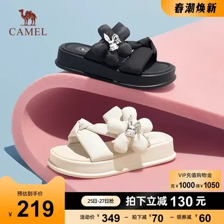 骆驼女鞋2023年夏季新款休闲厚底一字拖时尚休闲凉拖鞋女外穿图片