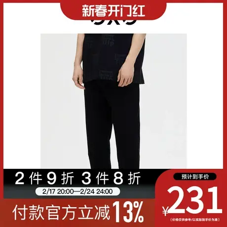 GXG男装[新尚]商场同款直筒裤休闲西裤系带宽松黑色 2023春季新品图片