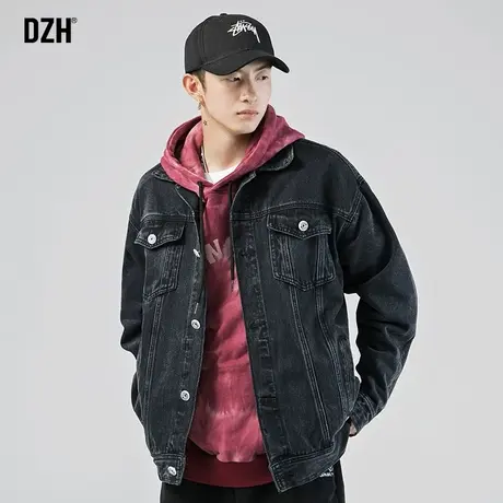 男生黑色牛仔外套男潮牌春秋季男装2023新款上衣宽松情侣装夹克衫商品大图