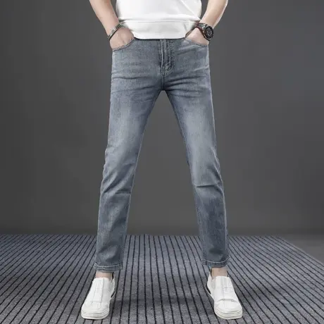 2025新款九分牛仔裤男夏季薄款修身小脚韩版男士弹力水洗休闲裤子商品大图