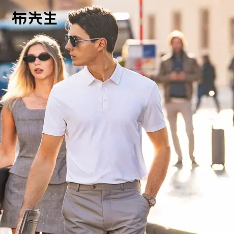 MrBu布先生小字母短袖t恤2025夏季吸湿快干衬衫领通勤男装AT16073商品大图