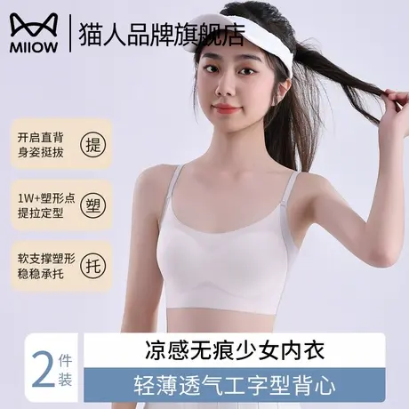 猫人少女发育期内衣初高中生小胸聚拢运动防震不凸点轻薄透气文胸商品大图