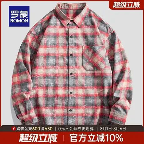 罗蒙男士户外潮流长袖衬衫2025秋季新款日常百搭上衣宽松翻领衬衣商品大图