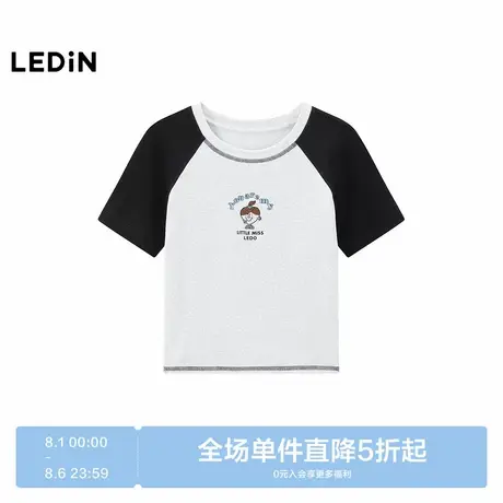 【奇先生妙小姐联名】乐町商场同款撞色插肩袖短袖夏T恤C2CNF2122商品大图