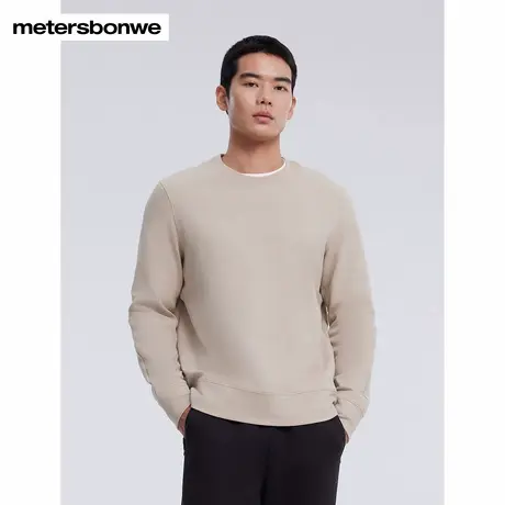 美特斯邦威卫衣男2025春季新款华夫格舒适百搭简约圆领套头上衣商品大图