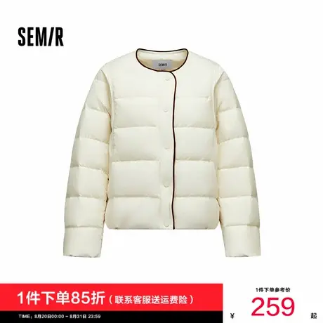 森马羽绒服女冬季轻薄90绒子花苞假两件2025新款叠穿宽松撞色上衣图片