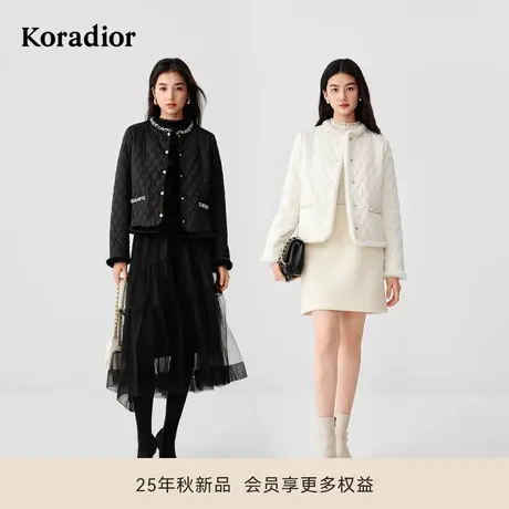 珂莱蒂尔2025冬季新款香风菱格棉服女气质短款外套棉衣商品大图