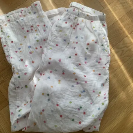 简约可爱奶油小星星纯棉吸湿排汗双层纱长裤卡通印花家居服遛弯商品大图