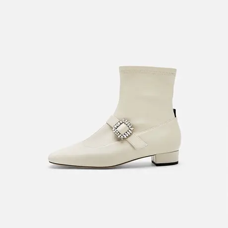 Nine West/玖熙2025年冬季新款玛丽珍时装靴女方头钻扣低跟短靴女商品大图